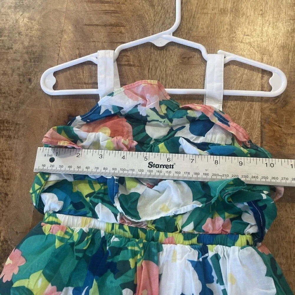 Gymboree 3T Tropical Floral Sunny Safari Dress Sun Summer Green Coral Ruffles
